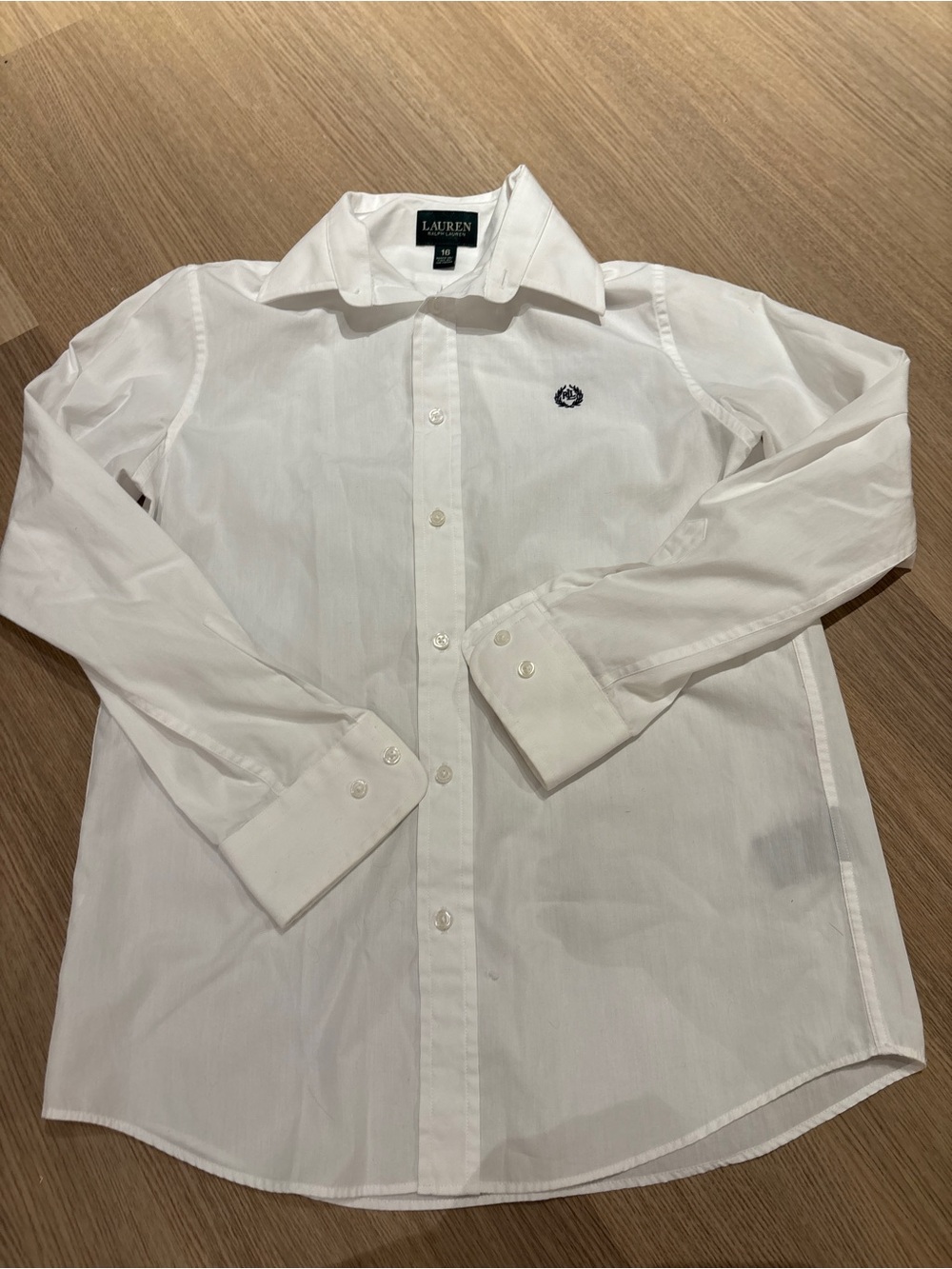 Ralph Lauren White Long-Sleeve Cotton Button-Down Dress Shirt
